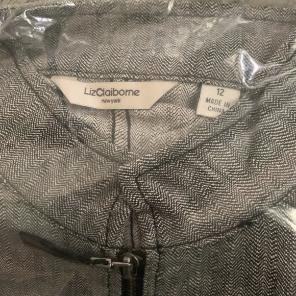 NWT LIZ CLAIBORNE NY HERRINGBONE BLACK ZIP JACKET 8 & 16 - Picture 13 of 15
